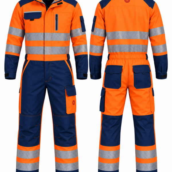 Combinaison haute visibilité Orange/Bleu avec bandes