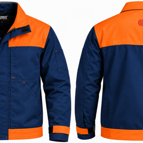 Gilet de travail multipoches Haute visibilité Orange/Marine