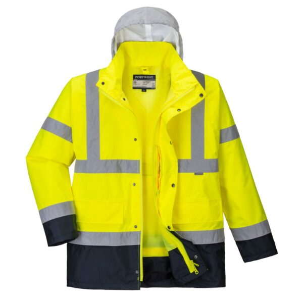 Parka Hi-Vis bicolore contrastée Trafic 4 en 1 Coloris Orange/marine ou Jaune/marine
