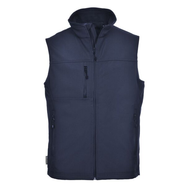 Gilet softshell noir, bleu marine, gris